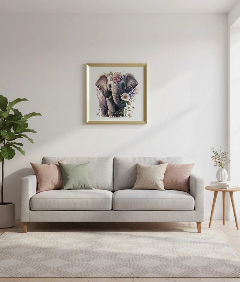 CUADRO DECORATIVO ELEFANTE FLORAL FANTASIA ELEGANCIA JHN - 2