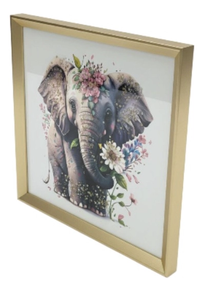 CUADRO DECORATIVO ELEFANTE FLORAL FANTASIA ELEGANCIA JHN - 3