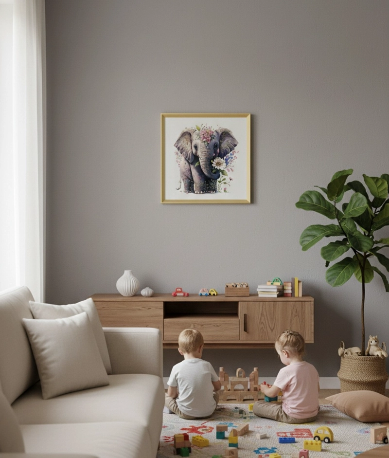 CUADRO DECORATIVO ELEFANTE FLORAL FANTASIA ELEGANCIA JHN - 5