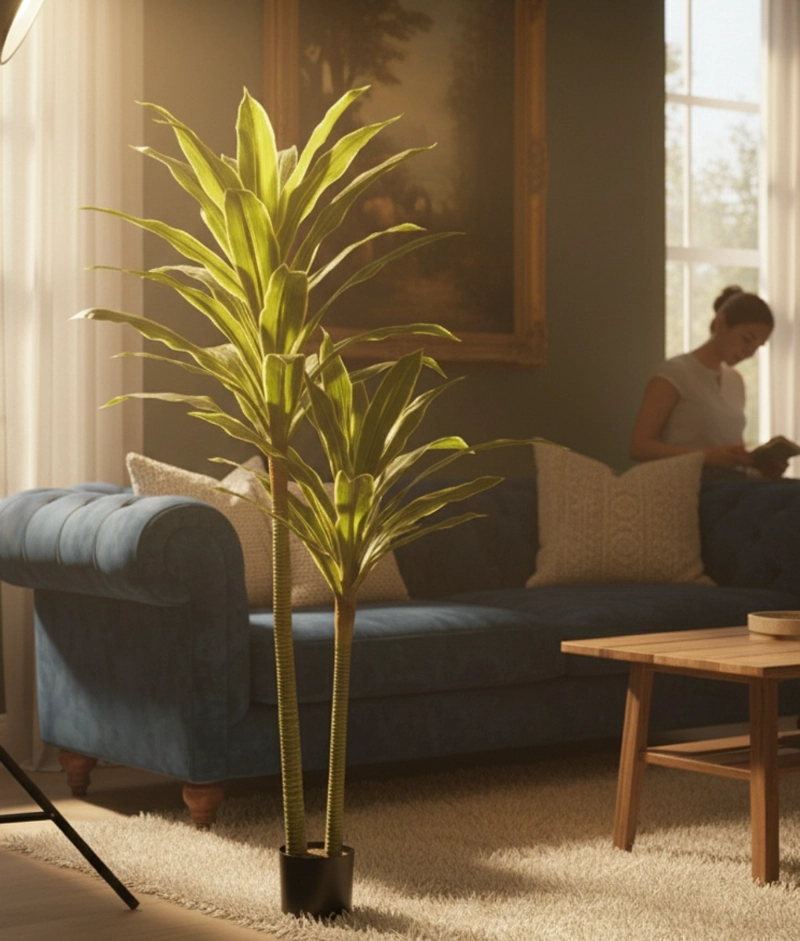 PLANTA ARTIFICIAL TROPICAL PALMERA ADORNO DOBLE TRONCO JHN - 4