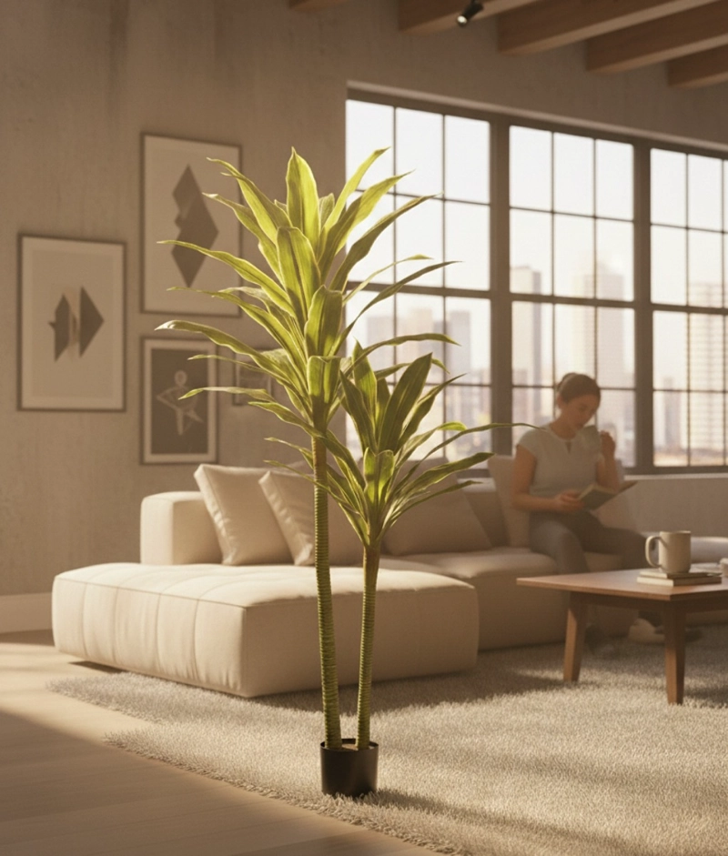 PLANTA ARTIFICIAL TROPICAL PALMERA ADORNO DOBLE TRONCO JHN - 5