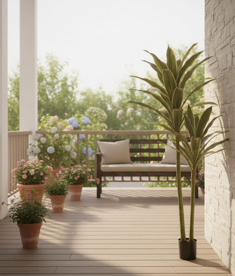 PLANTA ARTIFICIAL TROPICAL PALMERA ADORNO DOBLE TRONCO JHN - 7