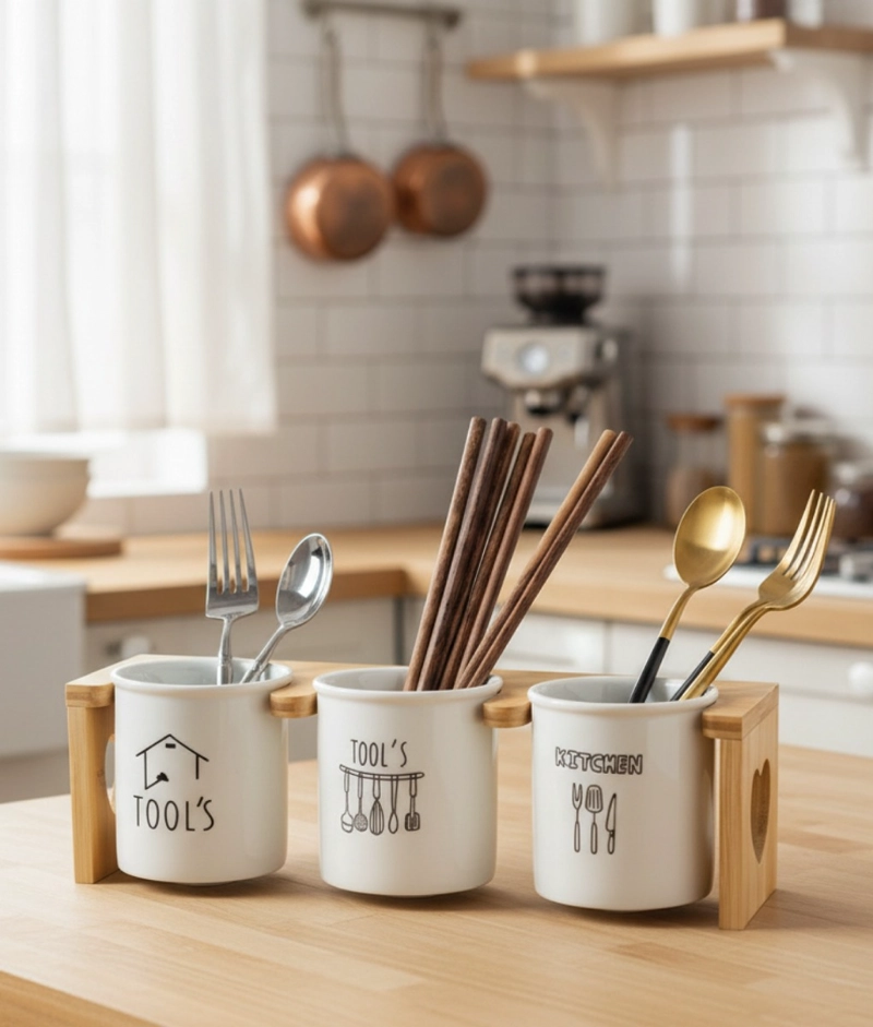 SET ORGANIZADOR CUBIERTOS UTENSILIOS MODERNO 3 PZAS JHN - 10