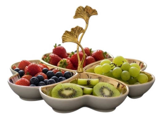 BANDEJA DECORATIVA TRE BOL ELEGANTE GINKGO CENTRO MESA JHN - 3