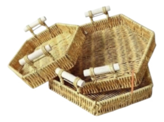 SET 3 CANASTOS DECORATIVOS CESTAS APILABLES NATURALES JHN - 1