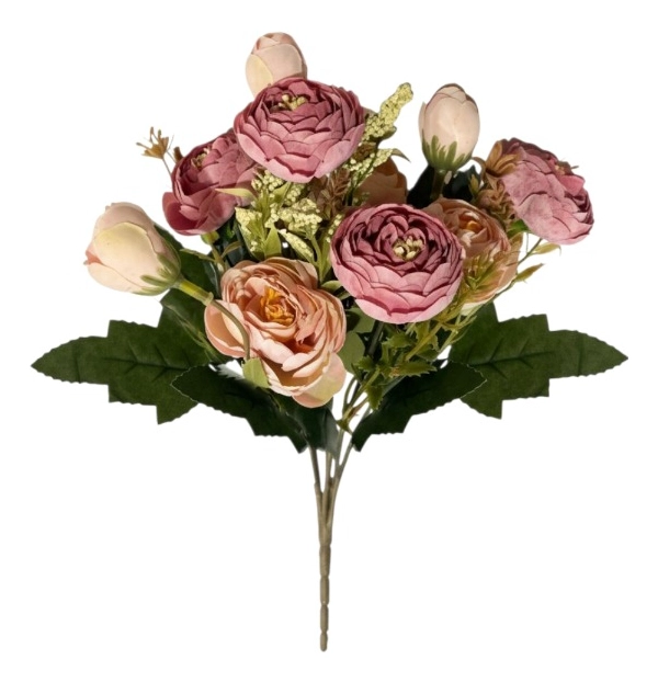 SET 3 RAMO FLORES ARTIFICIALES PEONIAS CAPULLOS ADORNO JHN - 1
