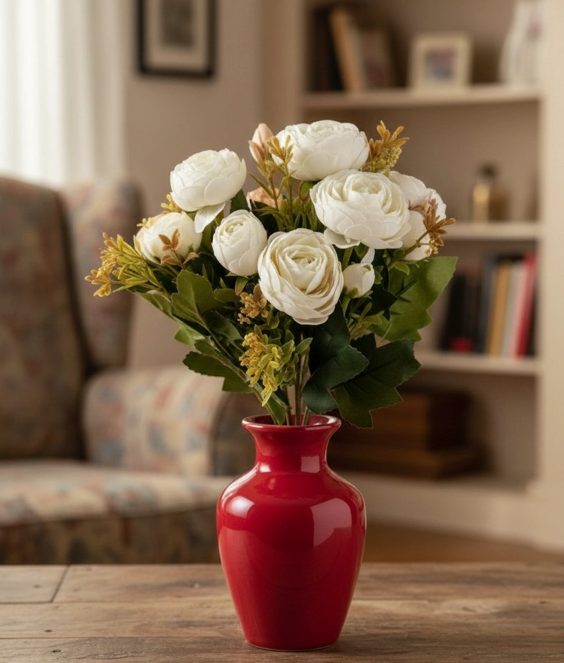 SET 3 RAMO FLORES ARTIFICIALES PEONIAS CAPULLOS ADORNO JHN - 9