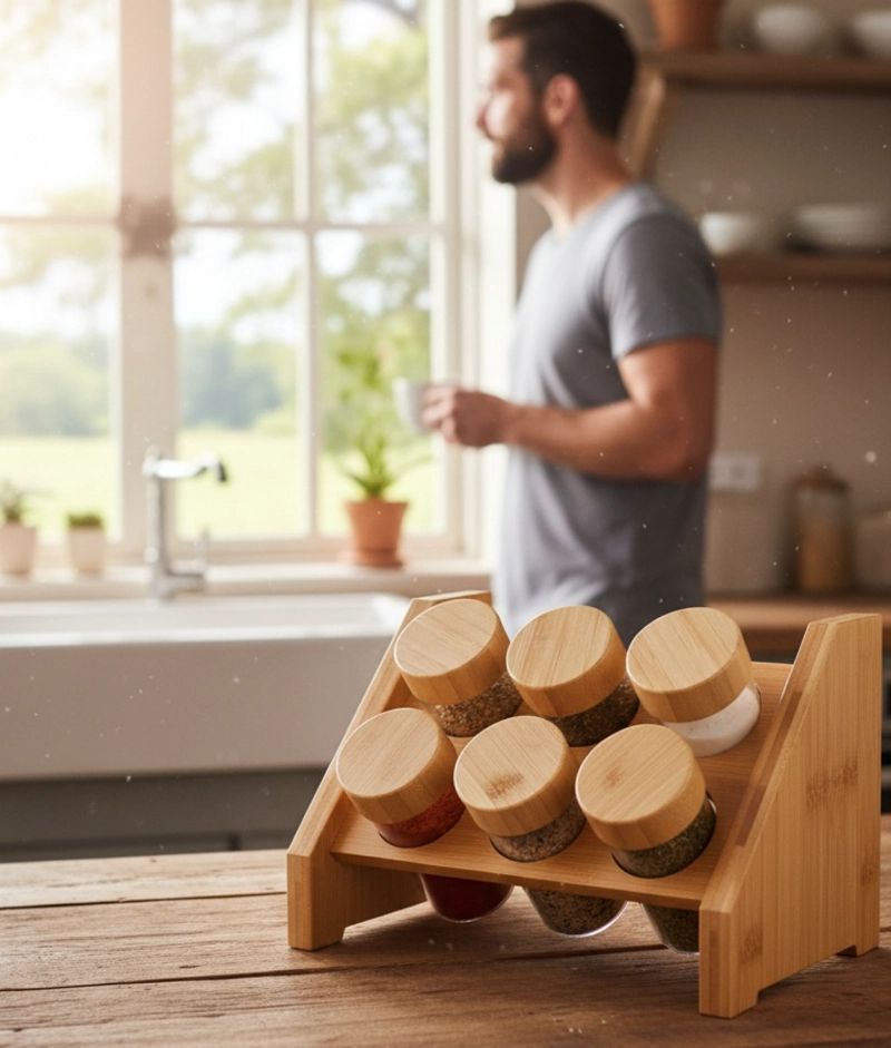 ESPECIERO DECORATIVO NATURAL ORGANIZADOR ALMACENAMIENTO JHN - 8