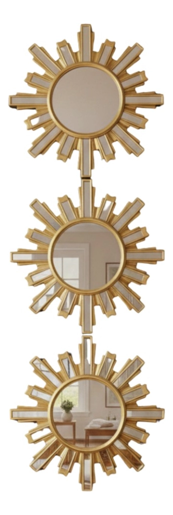 SET 3 ESPEJO PARED DECORATIVO DISEÑO SOL RADIANTE JHN - 1