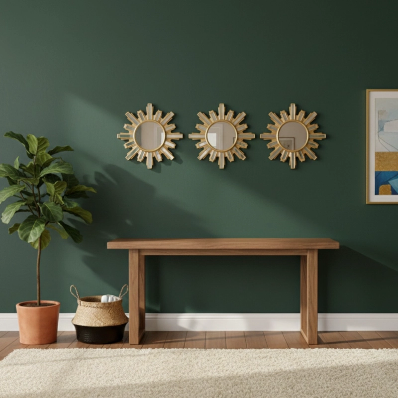 SET 3 ESPEJO PARED DECORATIVO DISEÑO SOL RADIANTE JHN - 8
