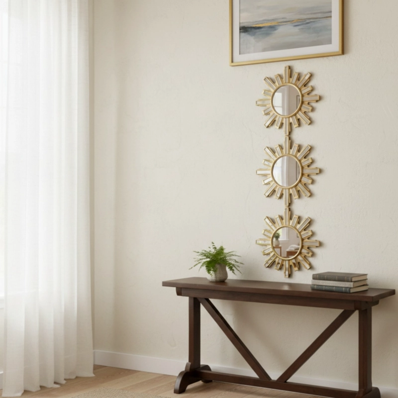 SET 3 ESPEJO PARED DECORATIVO DISEÑO SOL RADIANTE JHN - 9
