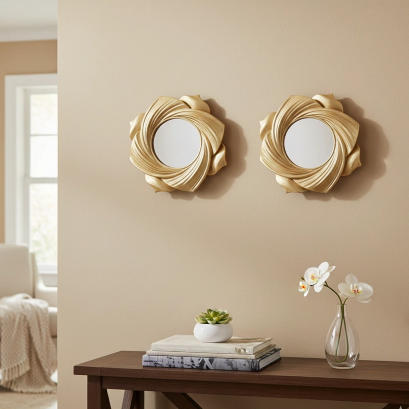SET 2 ESPEJO DECORATIVO PARED PE TALO FLOR REMOLINO JHN - 7