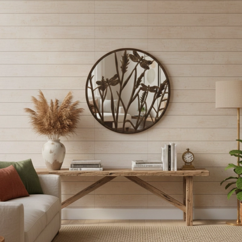 ESPEJO PARED DECORATIVO ARMONIA NATURAL RELIEVE LIBE LULA JHN - 2