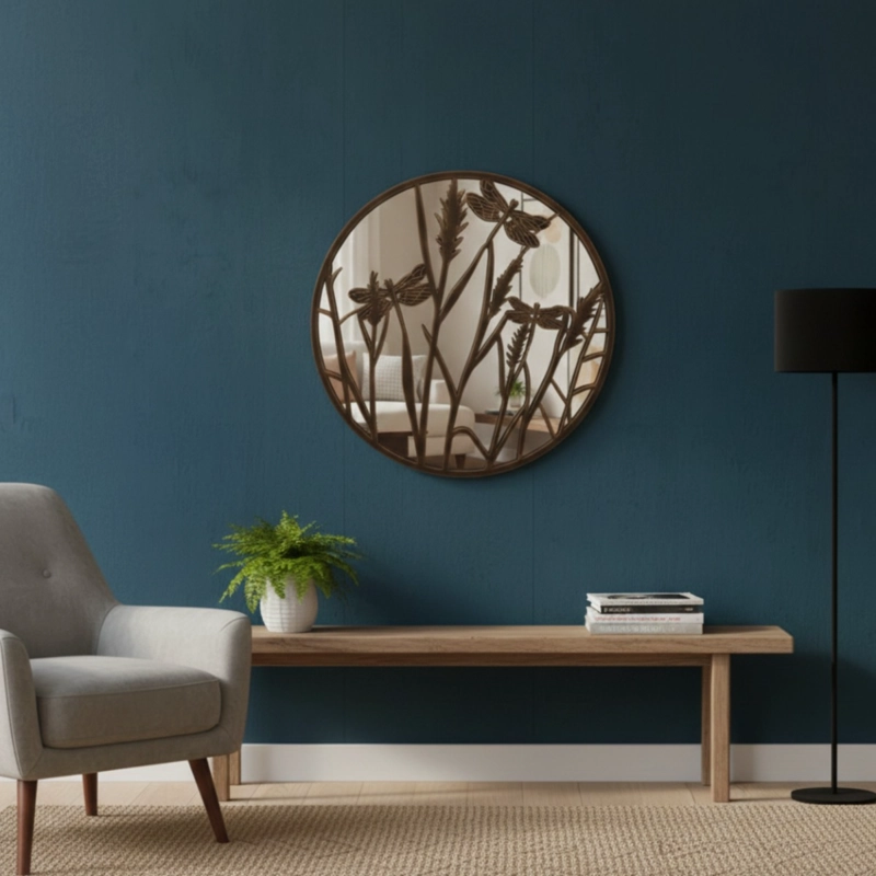 ESPEJO PARED DECORATIVO ARMONIA NATURAL RELIEVE LIBE LULA JHN - 8