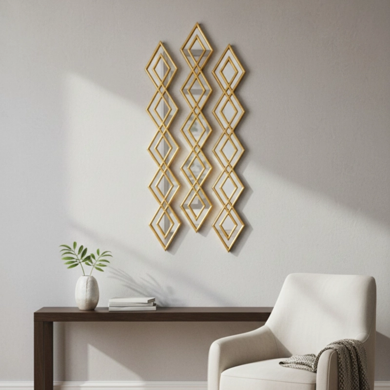 SET 3 ESPEJO PARED DECORATIVO PANEL ARTISTICO DIAMANTE JHN - 7