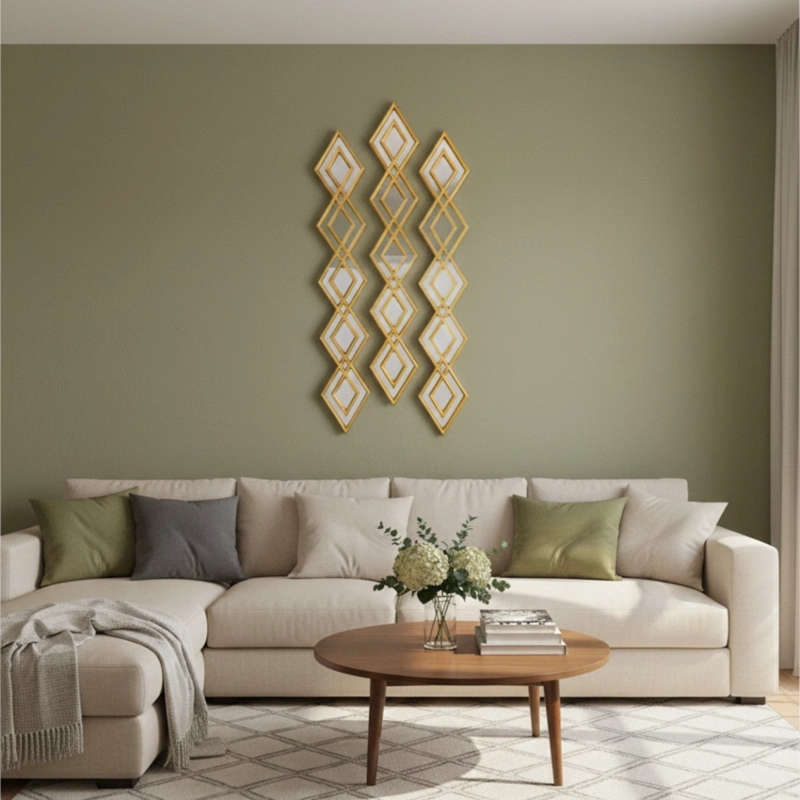 SET 3 ESPEJO PARED DECORATIVO PANEL ARTISTICO DIAMANTE JHN - 9