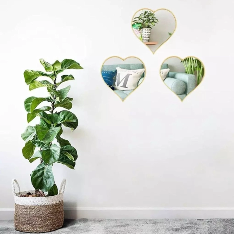 SET 3 ESPEJO DECORATIVO PARED COLGANTE CORAZON ADORNO JHN - 9