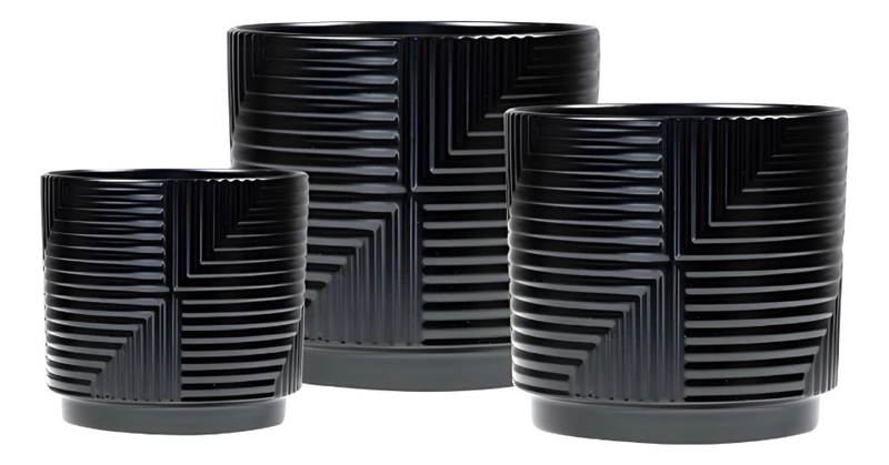 SET 3 MACETERO DECORATIVO DISEÑO GEOME TRICO HOGAR ADORNO JHN - 1