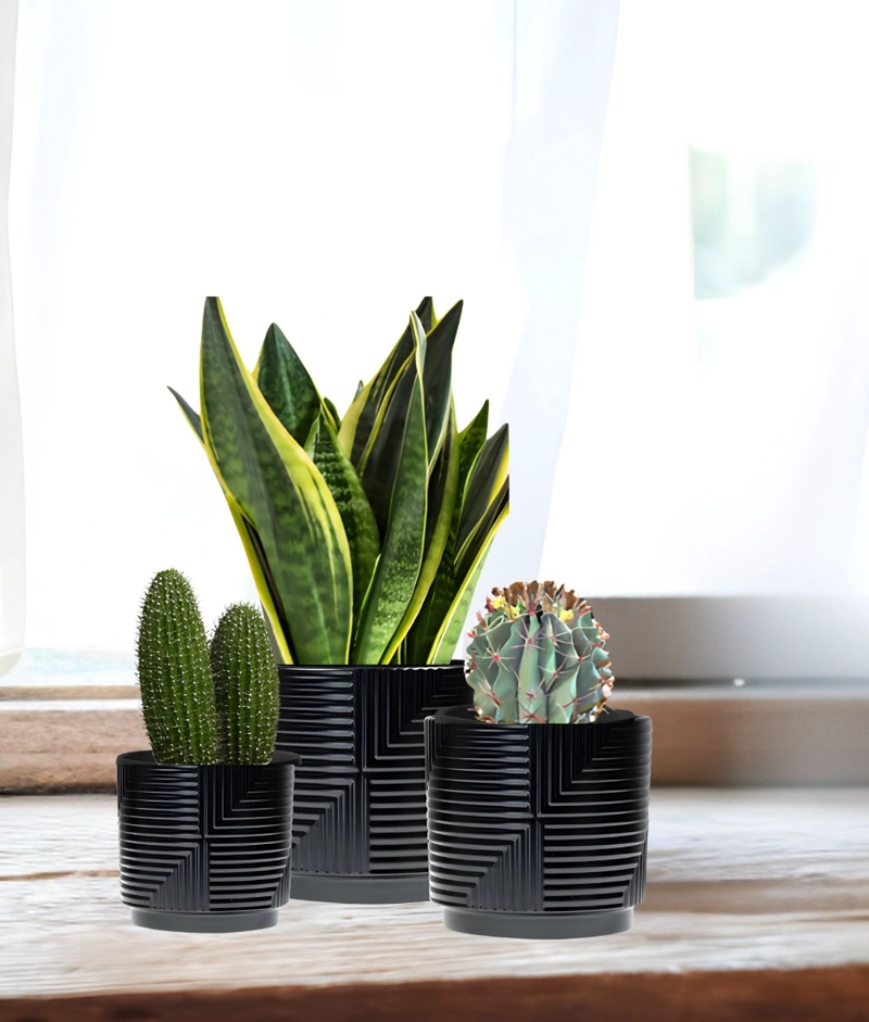 SET 3 MACETERO DECORATIVO DISEÑO GEOME TRICO HOGAR ADORNO JHN - 5