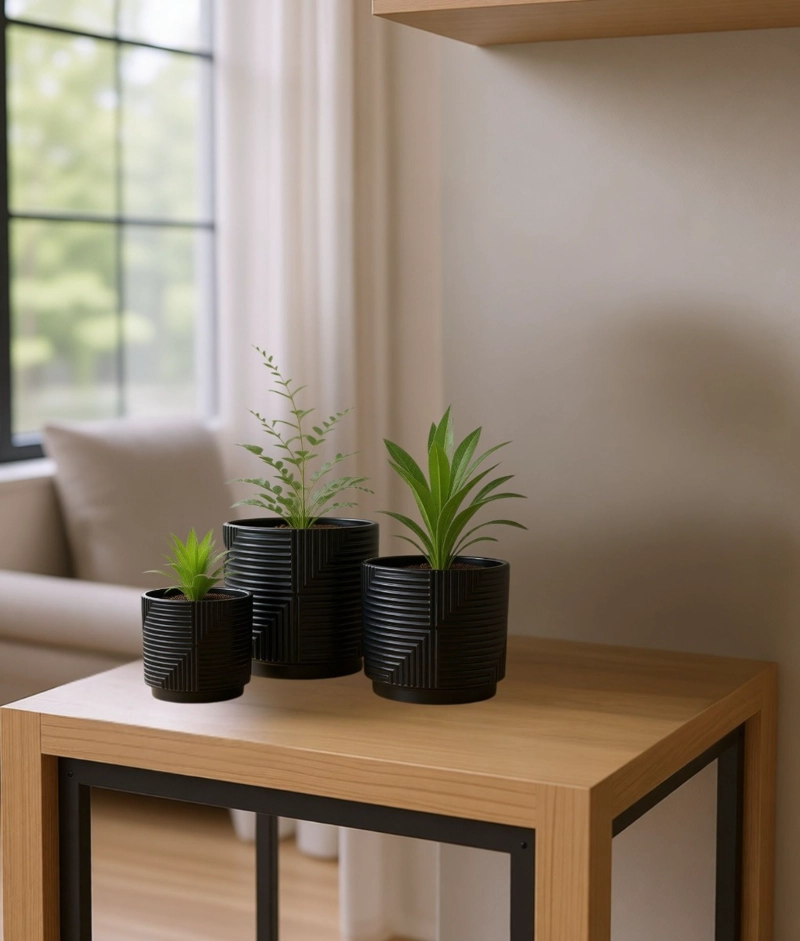 SET 3 MACETERO DECORATIVO DISEÑO GEOME TRICO HOGAR ADORNO JHN - 9