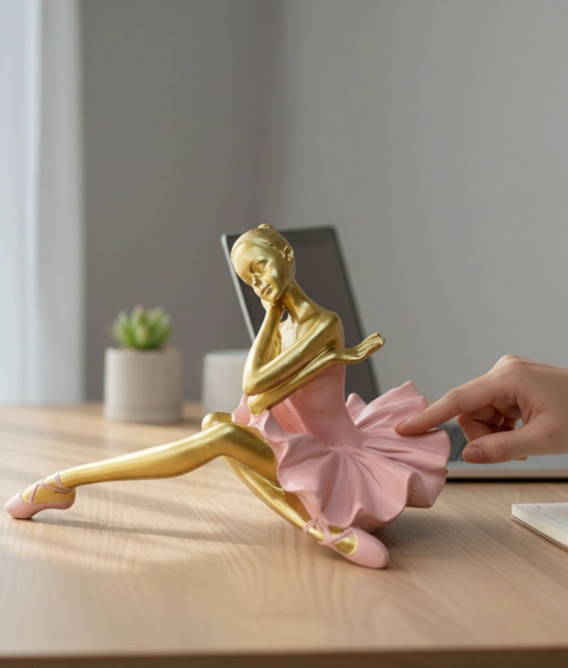 ESTATUA DECORATIVA FIGURA BAILARINA SENTADA ADORNO JHN - 6