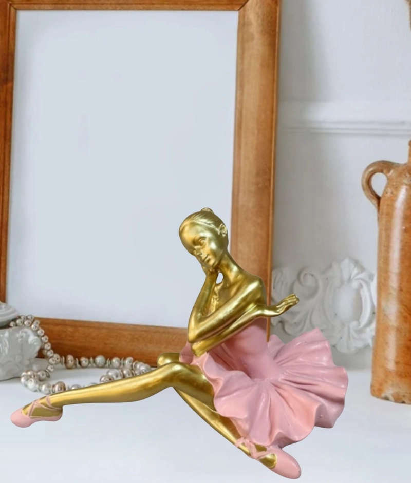 ESTATUA DECORATIVA FIGURA BAILARINA SENTADA ADORNO JHN - 9