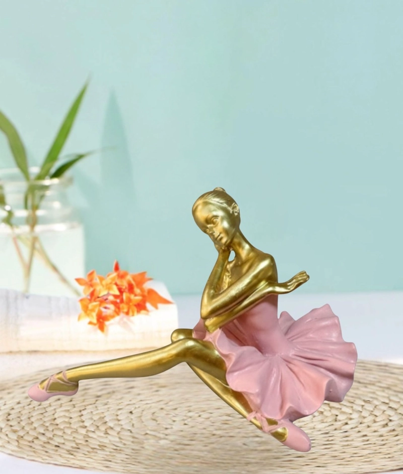 ESTATUA DECORATIVA FIGURA BAILARINA SENTADA ADORNO JHN - 10