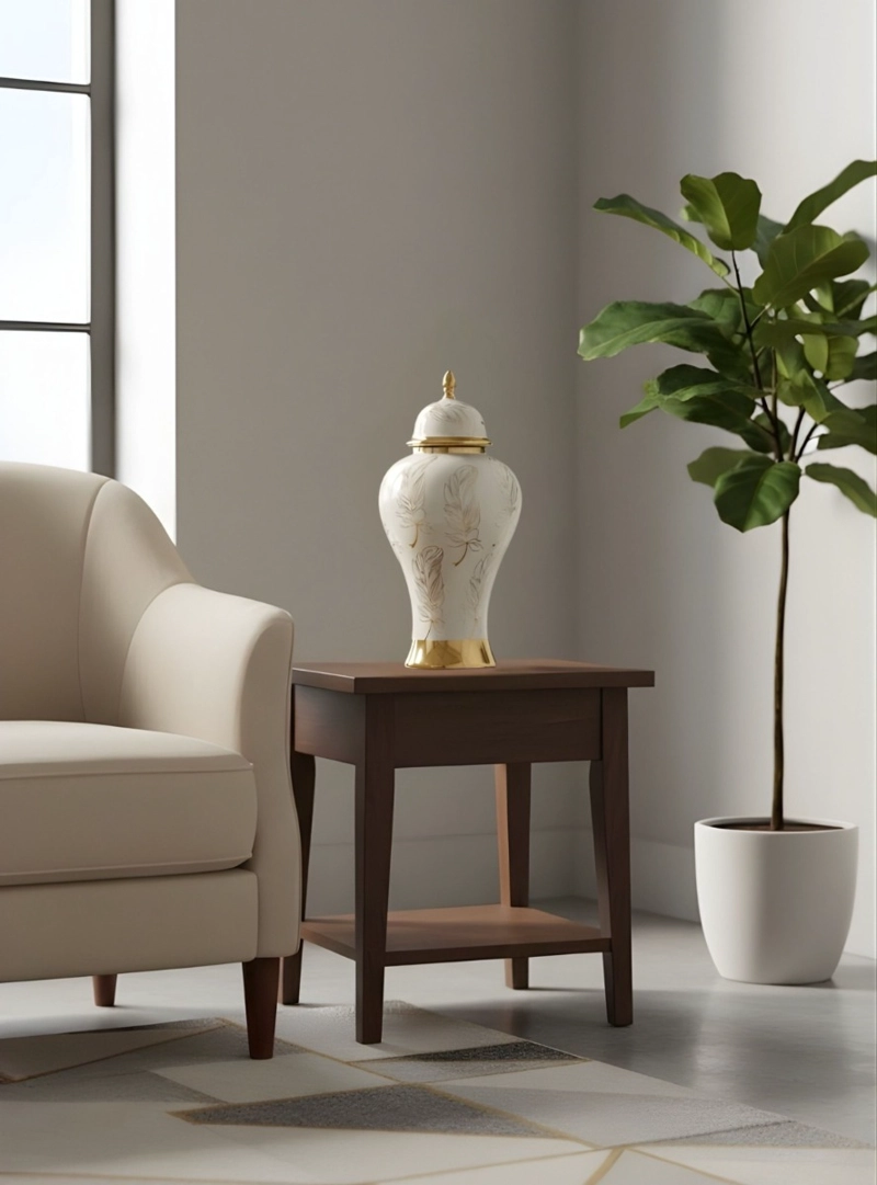 POTICHE DECORATIVO ELEGANTE JARRON DISEÑO PLUMAS ADORNO JHN - 8