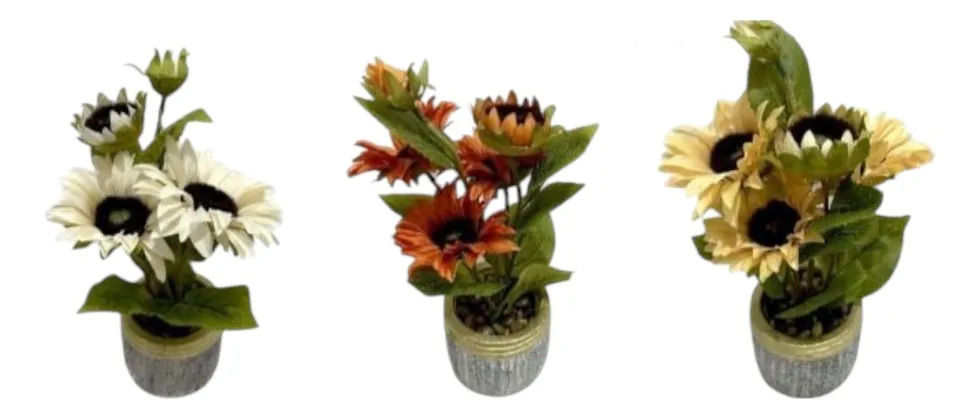 PLANTA ARTIFICIAL DECORATIVA GIRASOLES ACABADO ARTESANAL JHN - 3