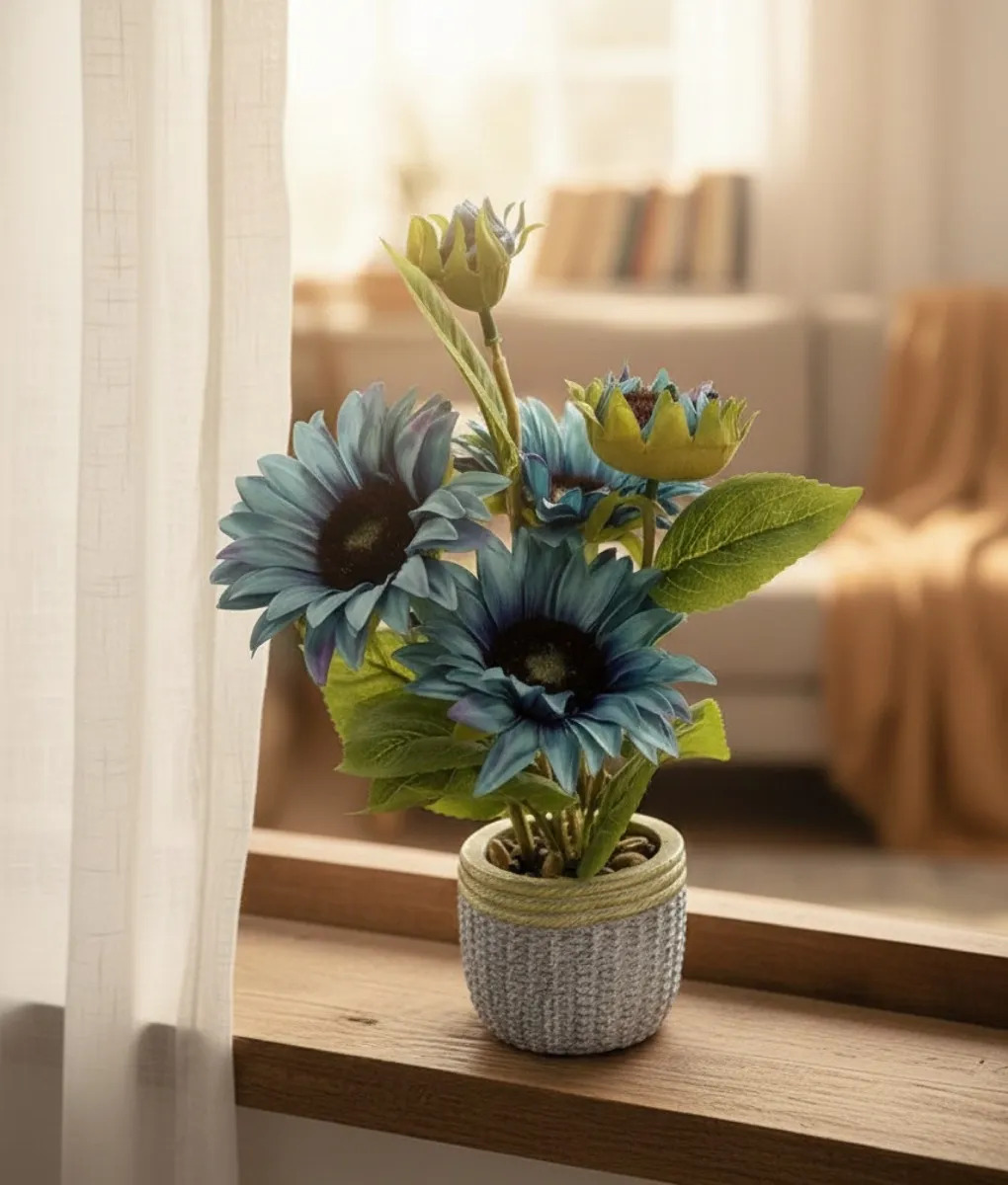 PLANTA ARTIFICIAL DECORATIVA GIRASOLES ACABADO ARTESANAL JHN - 9