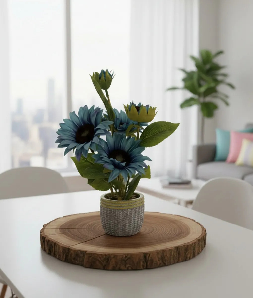 PLANTA ARTIFICIAL DECORATIVA GIRASOLES ACABADO ARTESANAL JHN - 10
