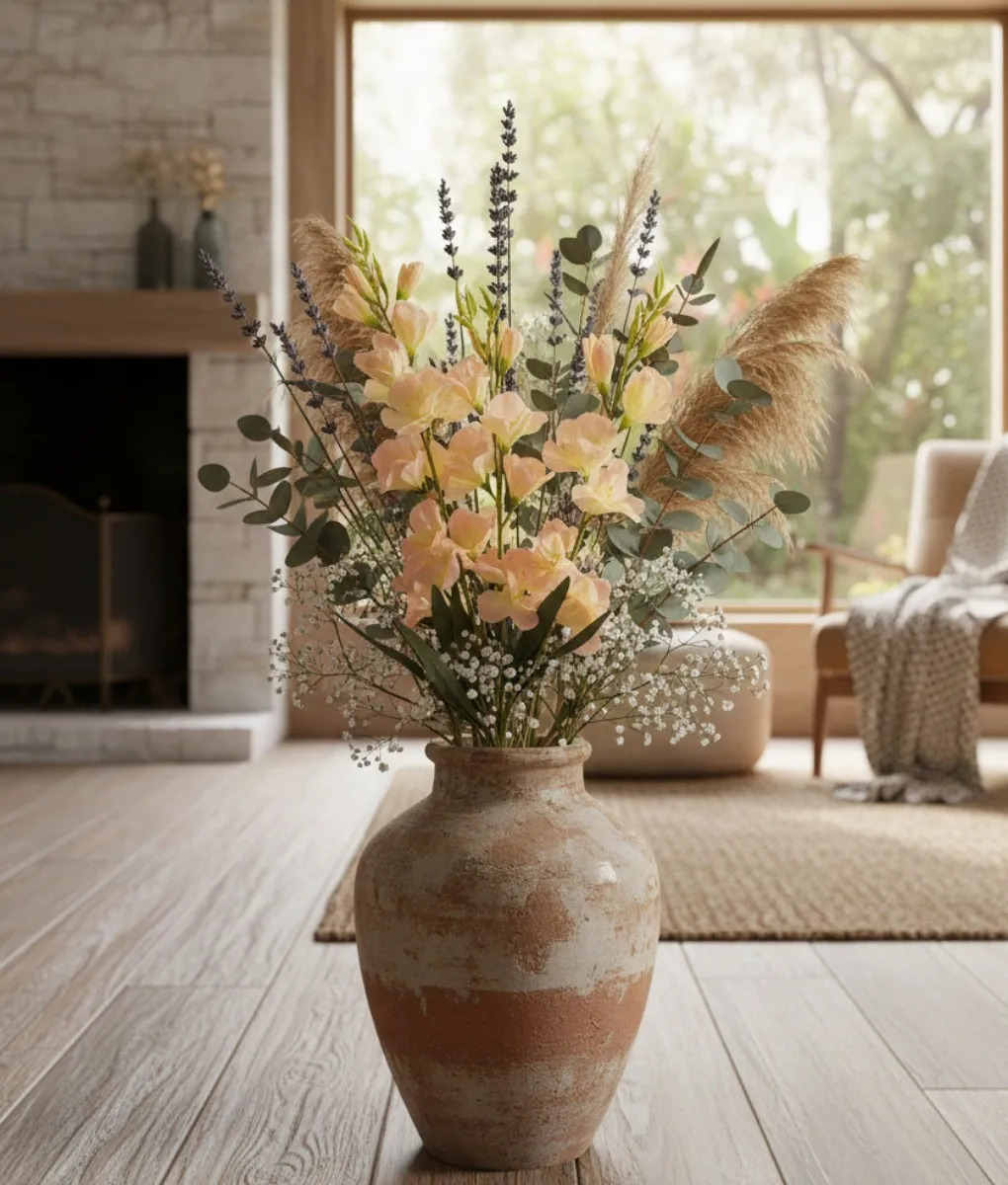 SET 2 RAMO FLORAL ARTIFICIAL ADORNO DECORATIVO ESPIGAS JHN - 9