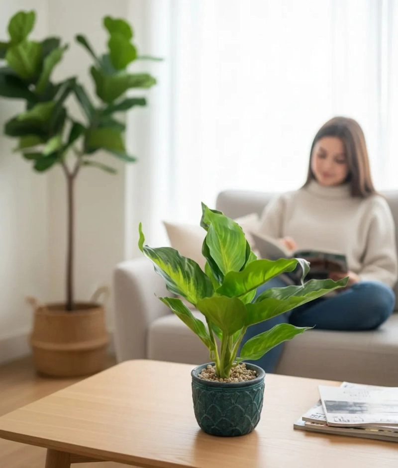 PLANTA DECORATIVA ARTIFICIAL FOLLAJE ESPLE NDIDO ELEGANTE JHN - 4