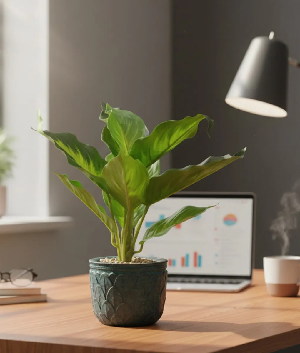 PLANTA DECORATIVA ARTIFICIAL FOLLAJE ESPLE NDIDO ELEGANTE JHN - 6