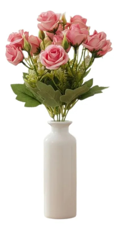 SET 4 FLORES ARTIFICIALES RAMO DECORATIVO ROSAS BOTON JHN - 3