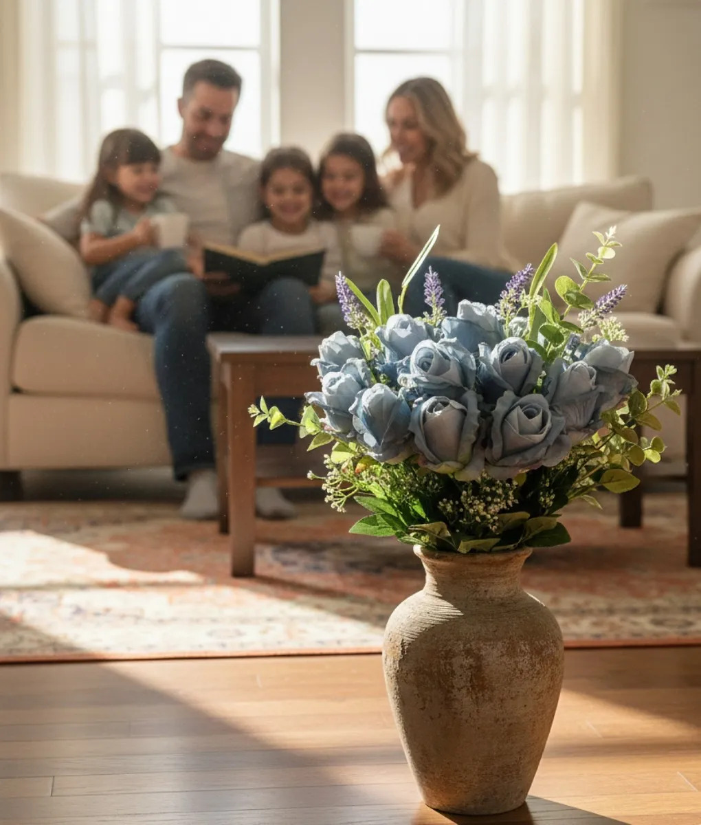 RAMO FLORAL ARTIFICIAL DECORATIVO ROSAS TIPO BOTON JHN - 4