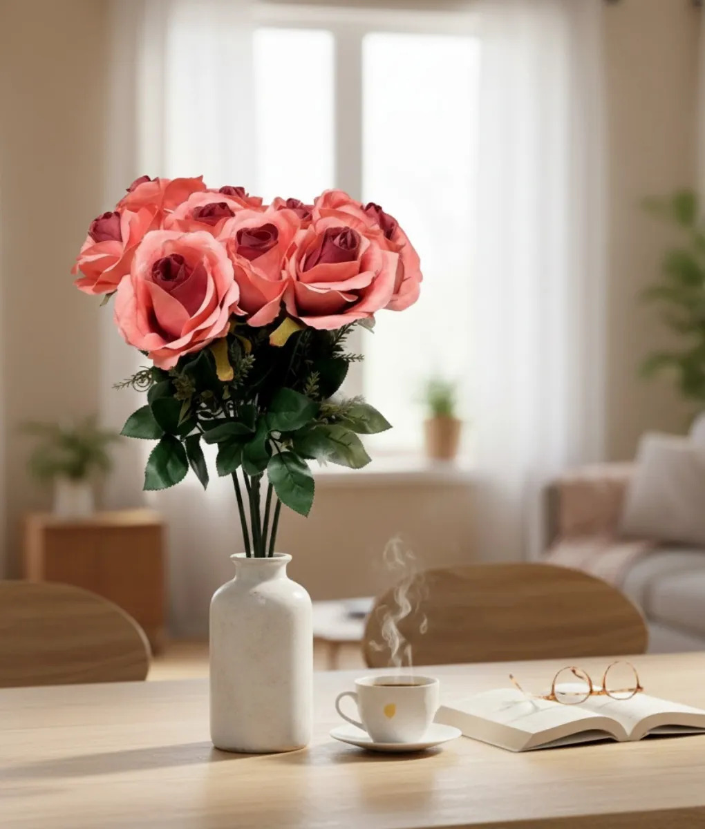 RAMO FLORAL DECORATIVO ARTIFICIAL ROSAS APERTURA JHN - 9