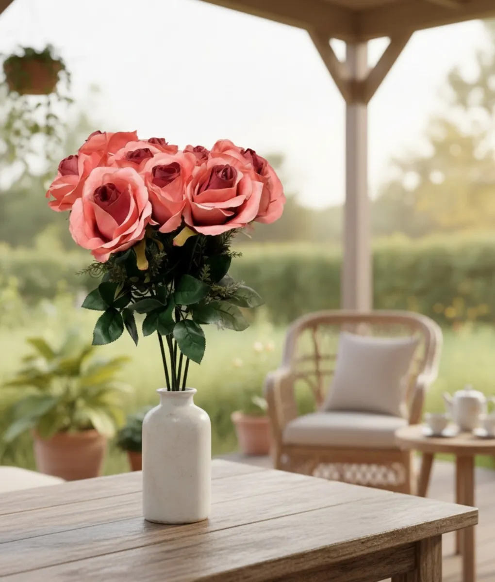 RAMO FLORAL DECORATIVO ARTIFICIAL ROSAS APERTURA JHN - 10
