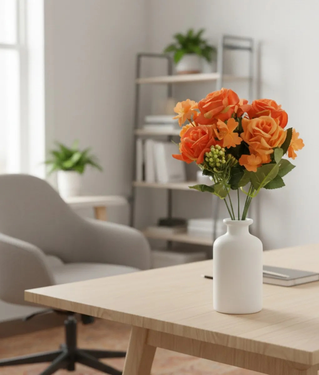 SET 4 FLORES DECORATIVAS ARTIFICIALES RAMO FLORACION JHN - 9
