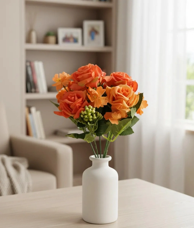 SET 4 FLORES DECORATIVAS ARTIFICIALES RAMO FLORACION JHN - 10
