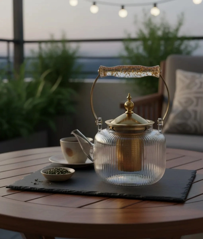 TETERA ELEGANTE DISEÑO ESTRIADO FUNCIONAL INFUSION JHN - 9
