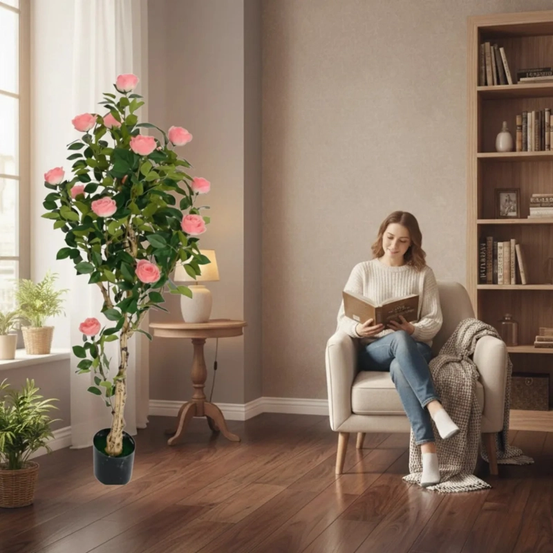 PLANTA ARTIFICIAL DECORATIVA ARBOL ROSAS GALA ADORNO JHN - 8