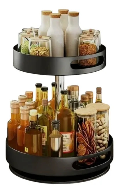 BANDEJA GIRATORIA DECORATIVA DOBLE NIVEL ORGANIZACION JHN - 3