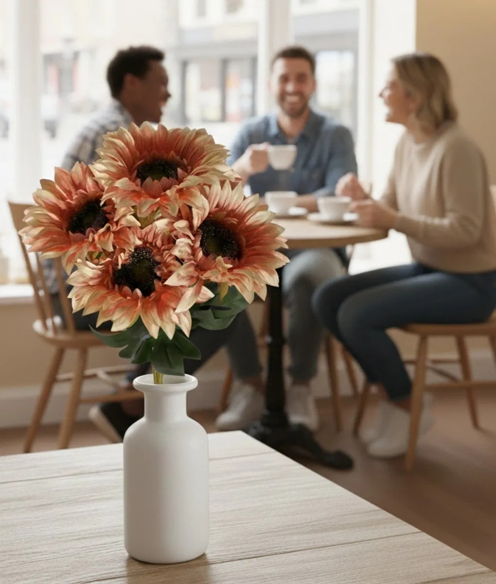 RAMO FLORAL ARTIFICIAL DECORATIVO GIRASOLES ADORNO HOGAR JHN - 8