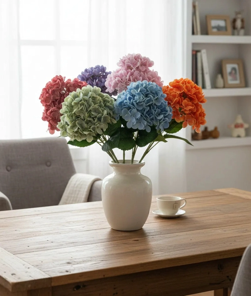 RAMO DECORATIVO ARTIFICIAL HORTENSIAS ADORNO FLORAL JHN - 7