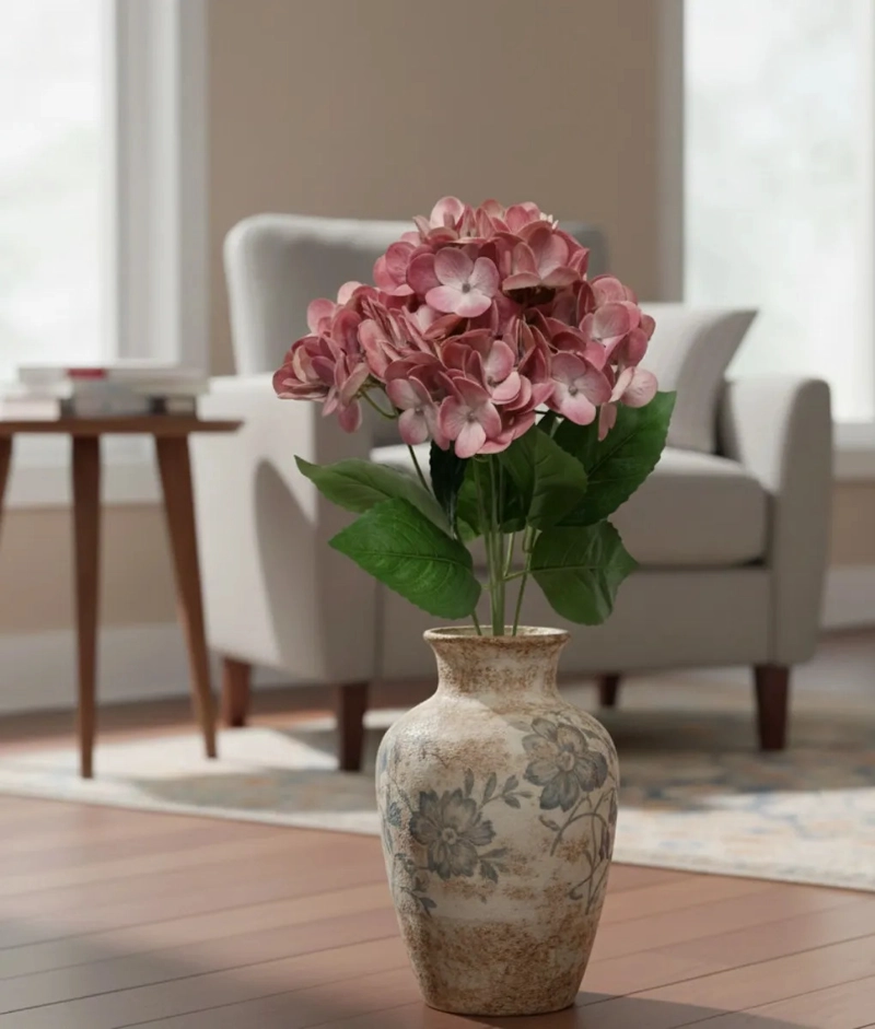 RAMO DECORATIVO ARTIFICIAL HORTENSIAS ADORNO FLORAL JHN - 9