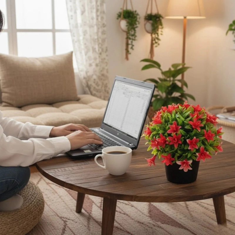 SET 2 PLANTA ARTIFICIAL DECORATIVA ARREGLO FLORAL ADORNO JHN - 9