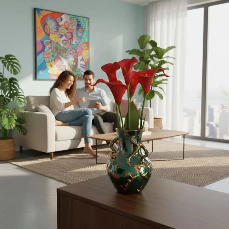 ARREGLO FLORAL ADORNO ARTIFICIAL CALAS DECORATIVAS HOGAR JHN - 4