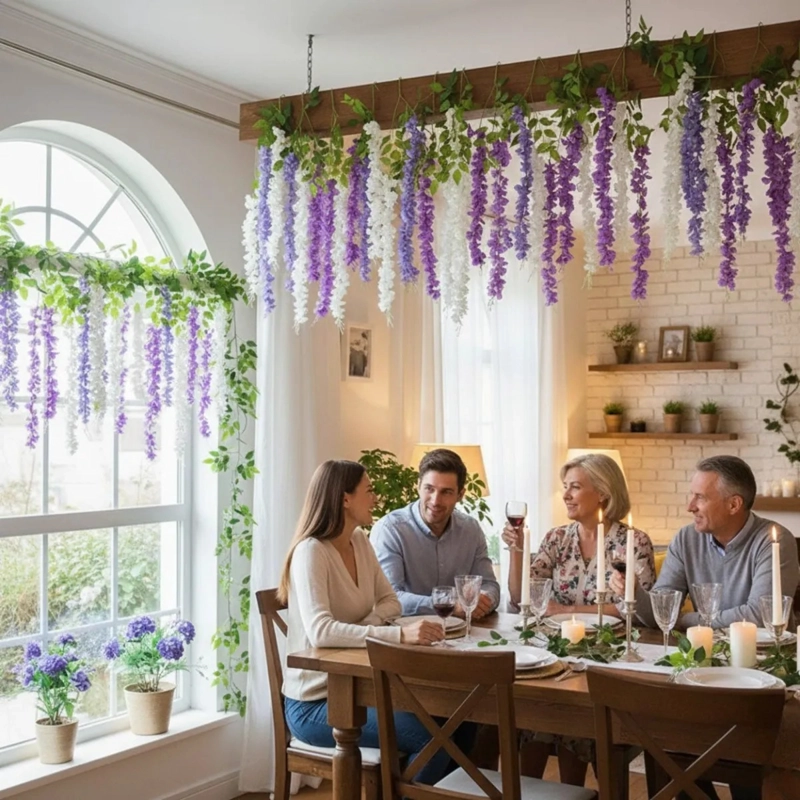 FLOR ARTIFICIAL DECORATIVA CASCADA FLORES COLGANTES JHN - 5