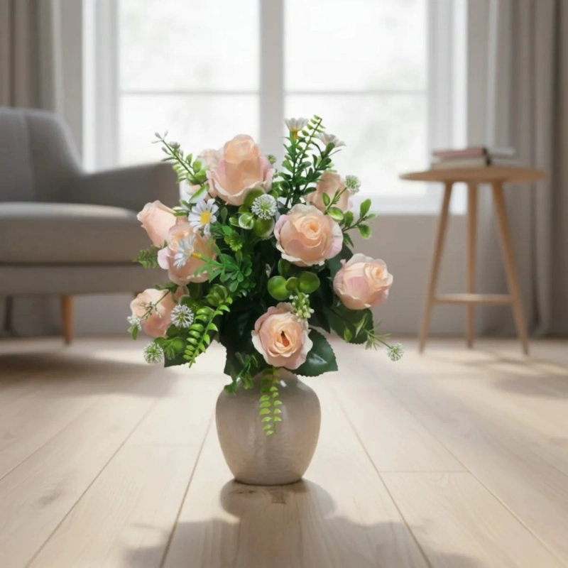 SET 2 RAMO FLORAL ARTIFICIAL ORNAMENTAL ROSAS ADORNO JHN - 2